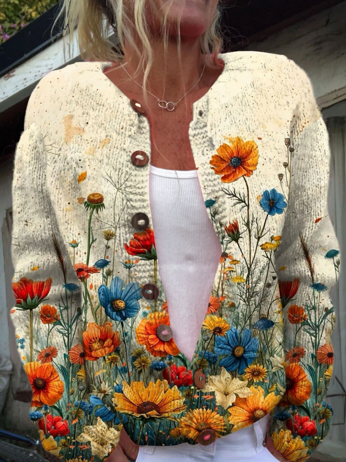 Tansy™ | Cardigan Vintage con Stampa Floreale