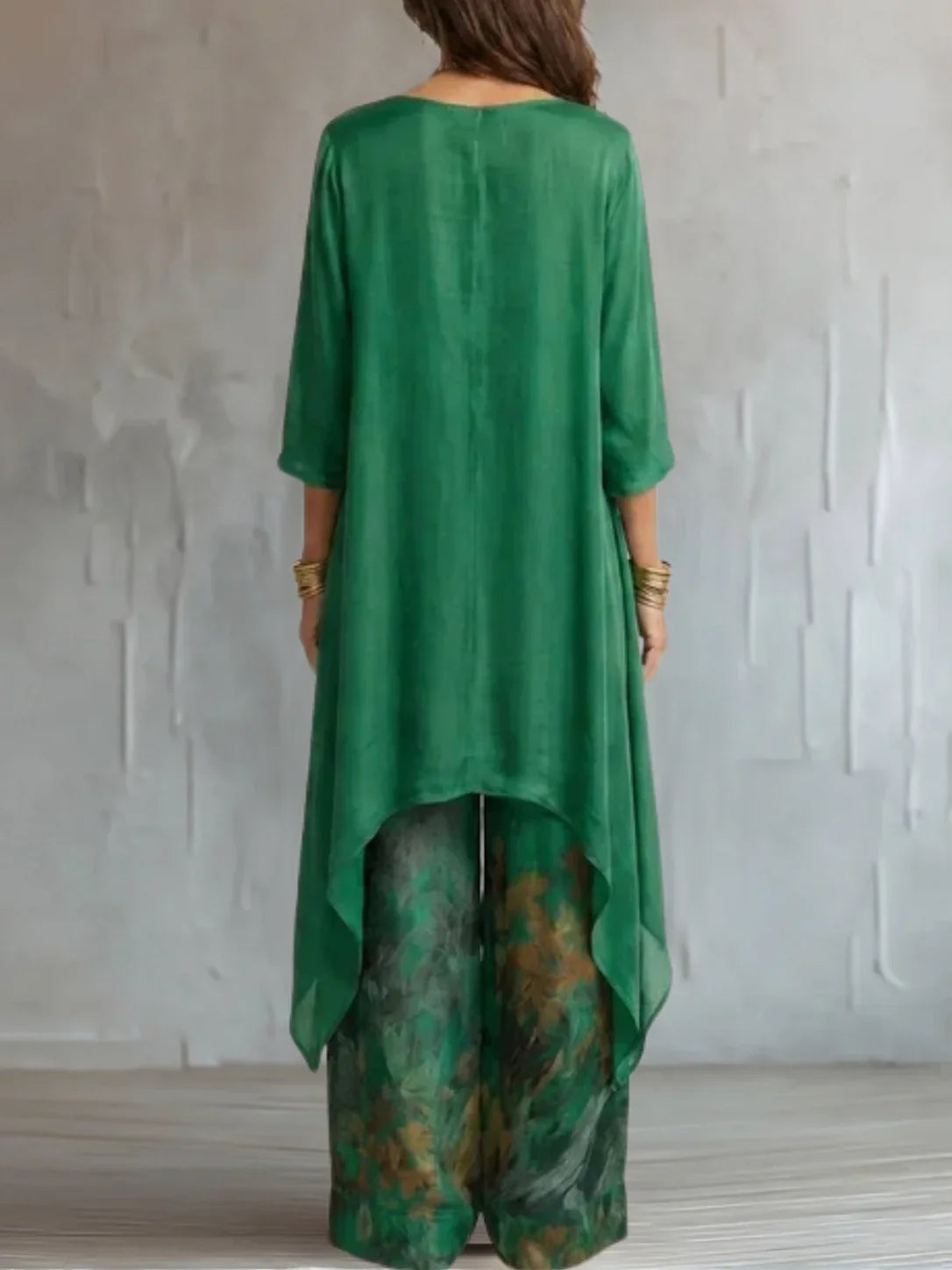 Fabienne | Completo Fluido Asimmetrico Fiorito