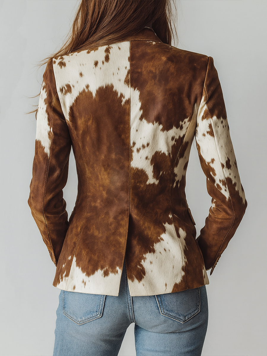 Agathe | Blazer Vintage Stampato Vacca Eco-Responsabile