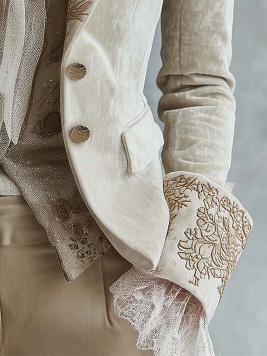 Constance | Blazer Ivorio Ricamato Tailleur