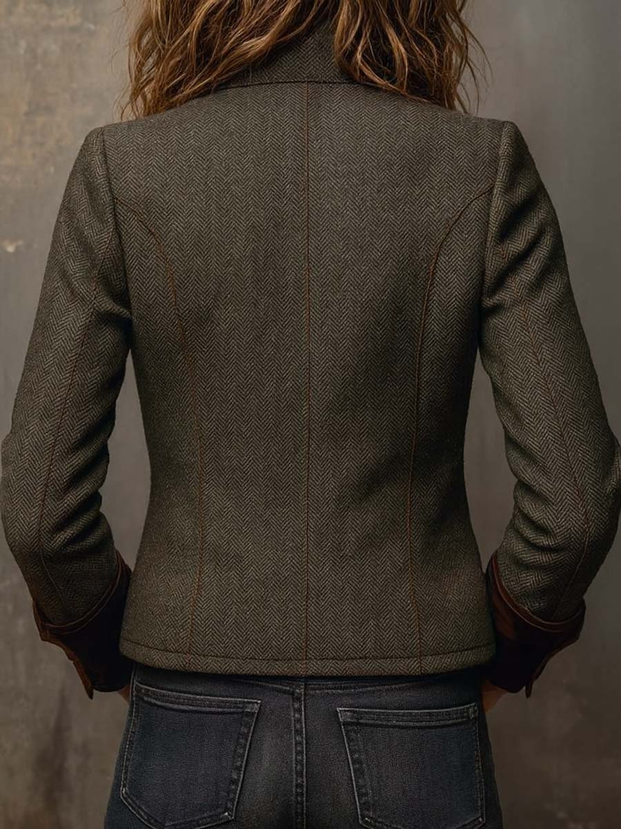 Vivienne | Blazer con rifinitura a contrasto a spina di pesce
