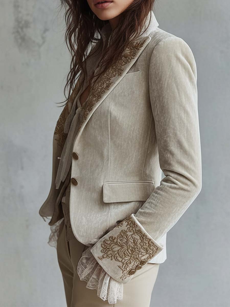 Constance | Blazer Ivorio Ricamato Tailleur