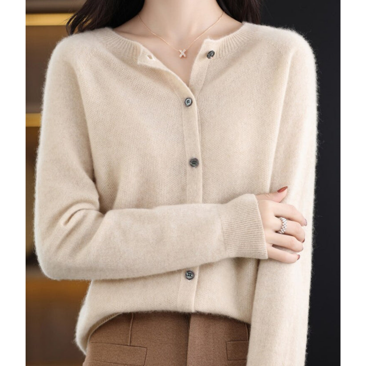 Cardigan Mercy per Donna – Elegante Cardigan in Lana Merino e Morbido con Collo Rotondo