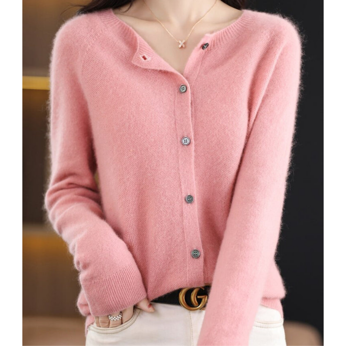 Cardigan Mercy per Donna – Elegante Cardigan in Lana Merino e Morbido con Collo Rotondo