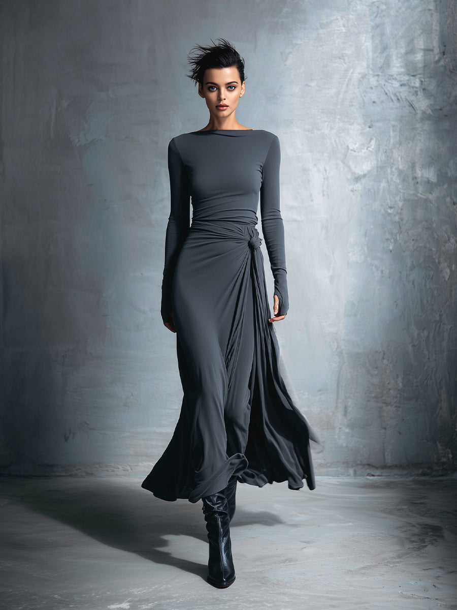 Naiara ❘ Vestito maxi con nodo laterale
