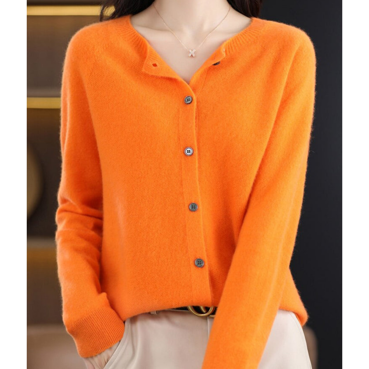 Cardigan Mercy per Donna – Elegante Cardigan in Lana Merino e Morbido con Collo Rotondo