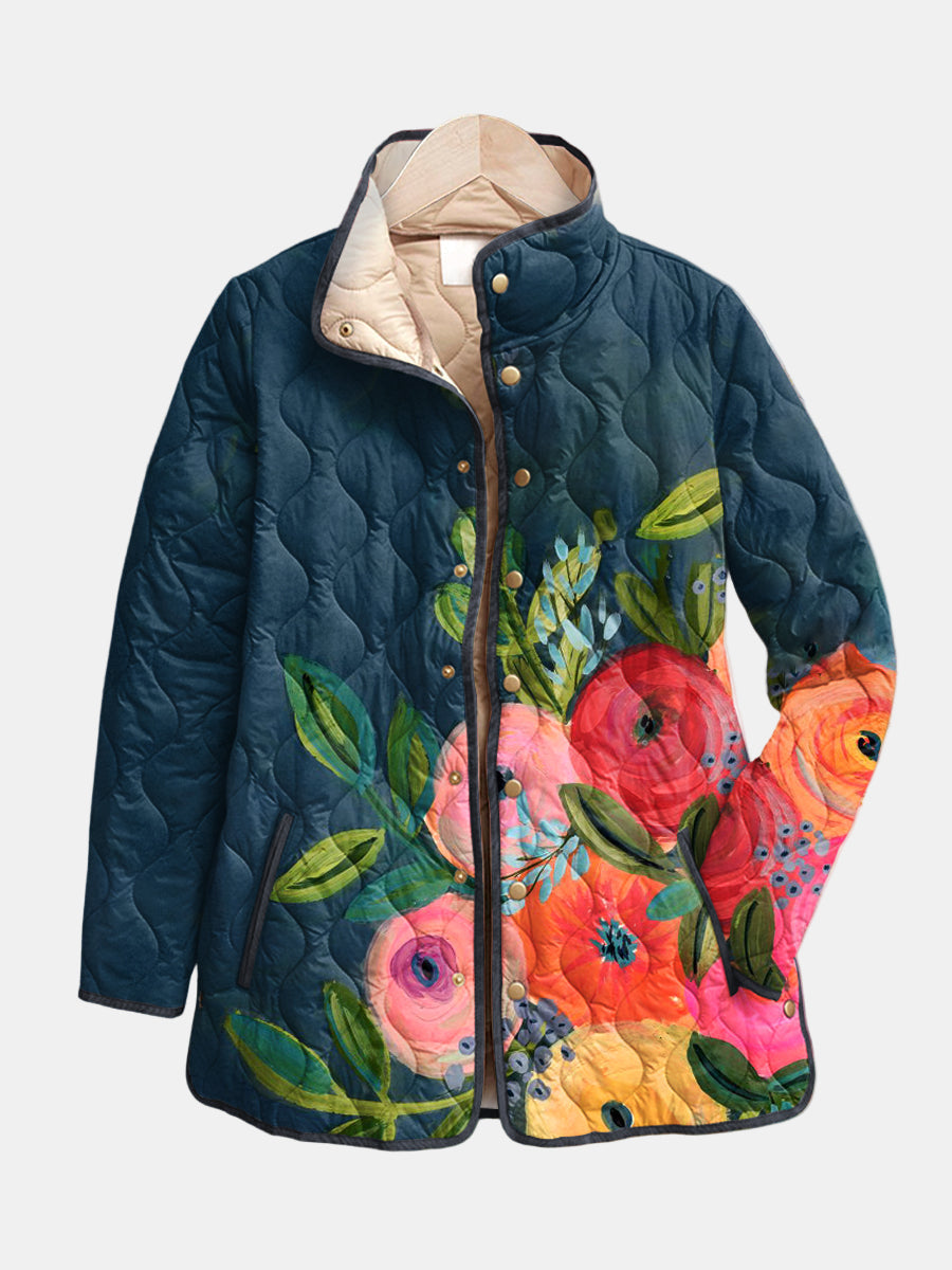 DELACROIX | Giacca Piumino Fiori Dipinti Camille