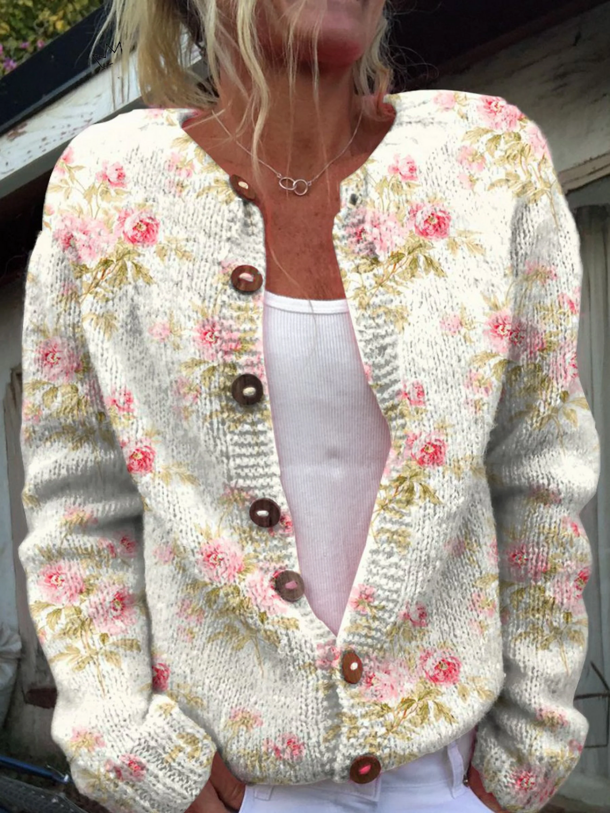 Kerensa™ | Cardigan Vintage a Fiori in Maglia