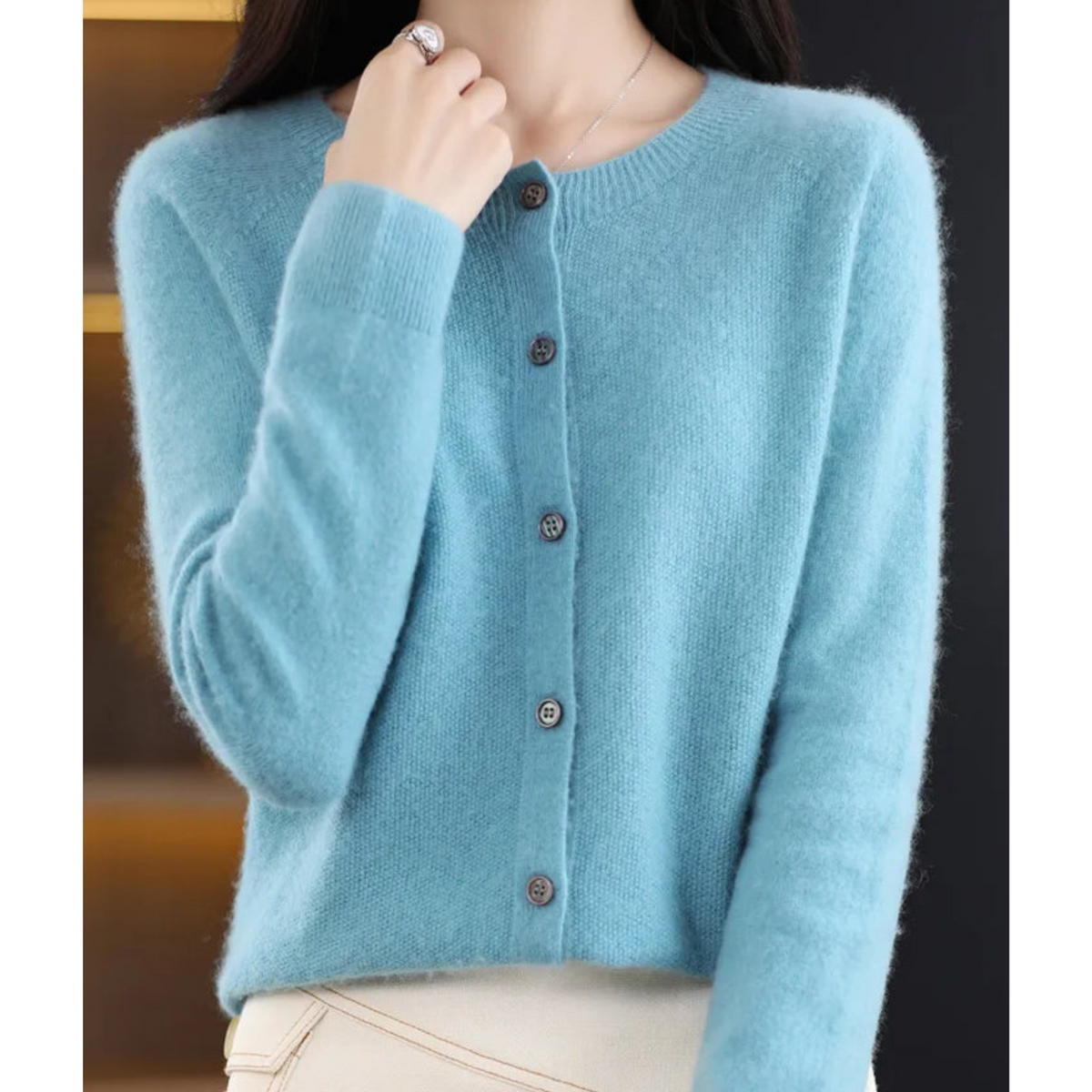 Cardigan Mercy per Donna – Elegante Cardigan in Lana Merino e Morbido con Collo Rotondo