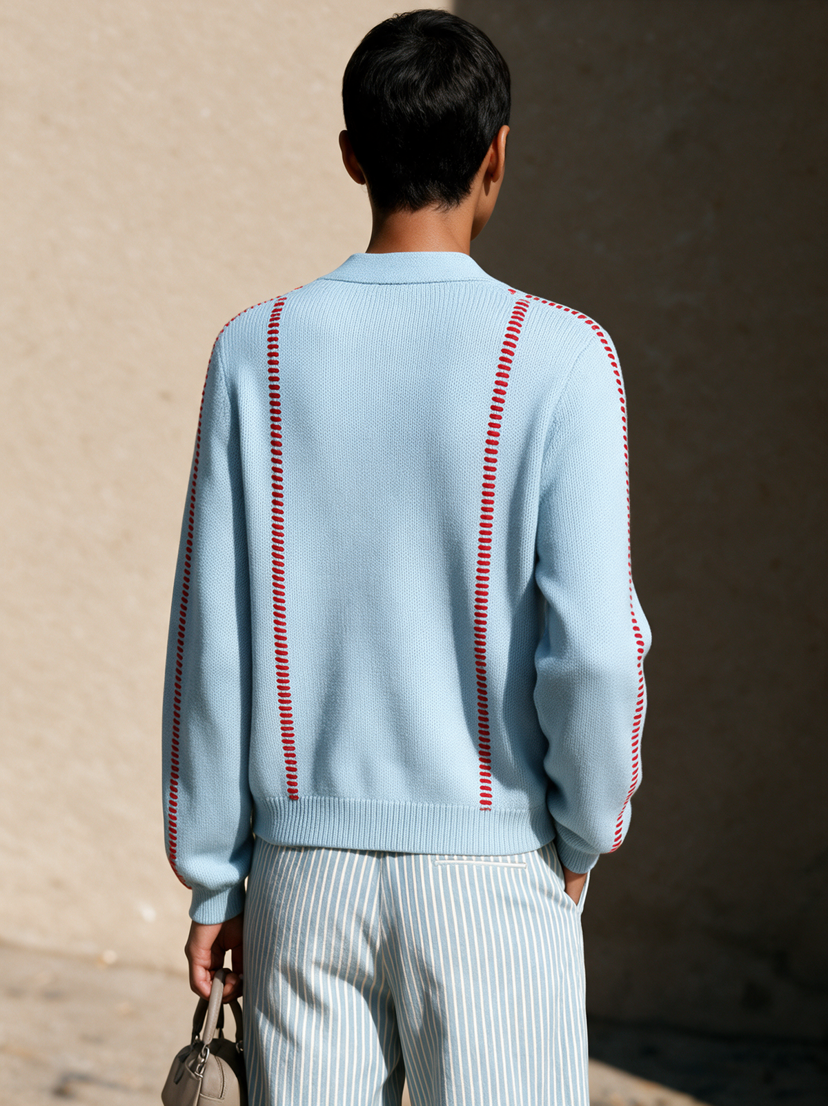 Cardigan Casual V-Neck con Cucitura a Contrasto da Donna