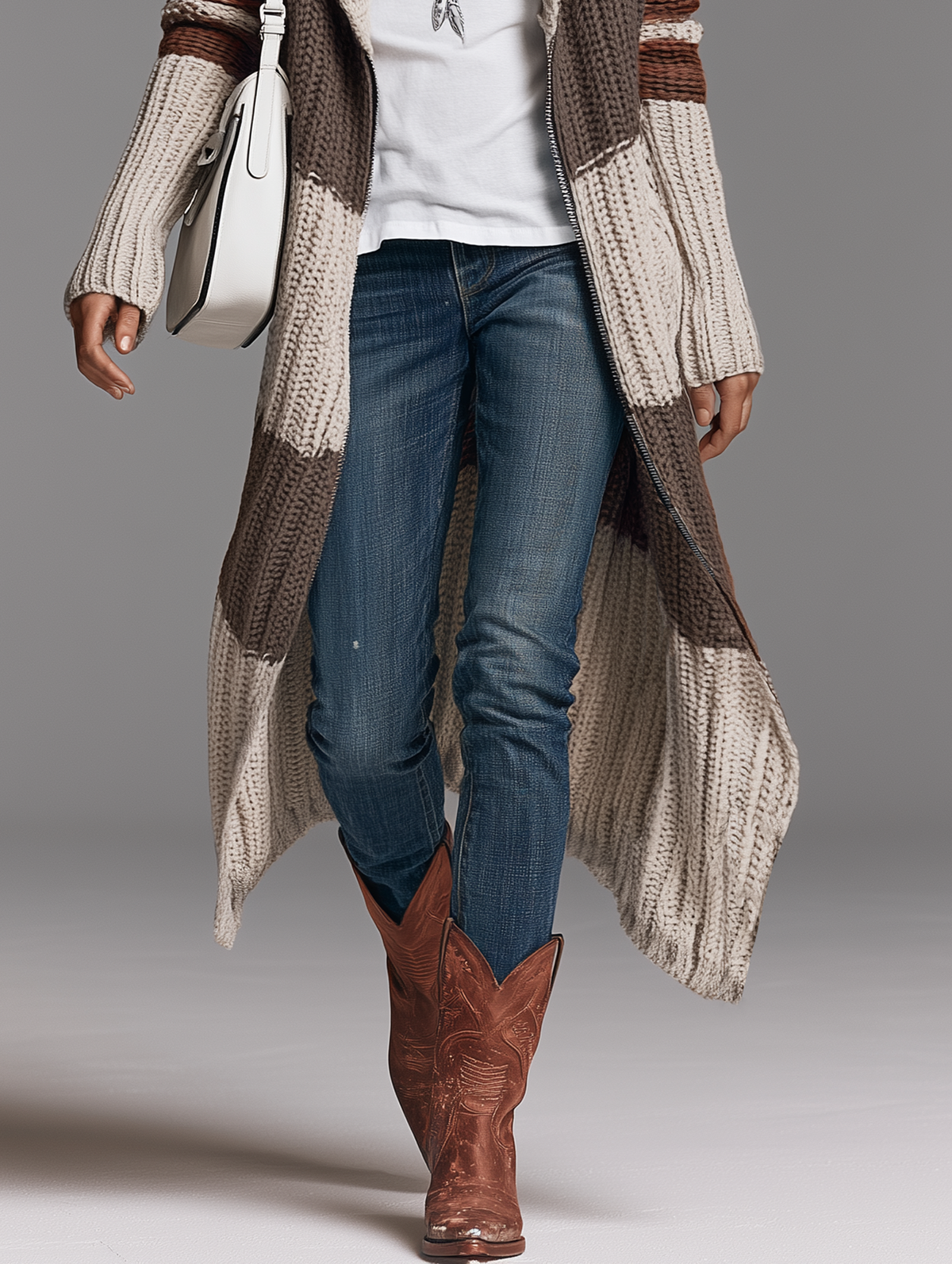 Cardigan lungo con colletto a scialle vintage da donna
