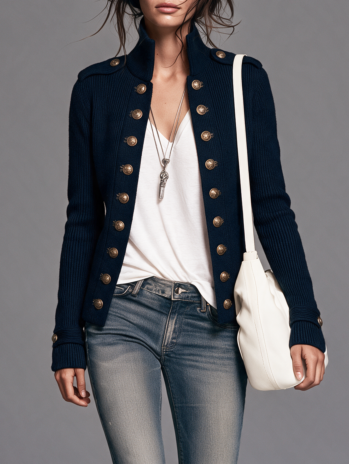 Cardigan da Donna in Stile Vintage con Bottoni Decorativi Doppi