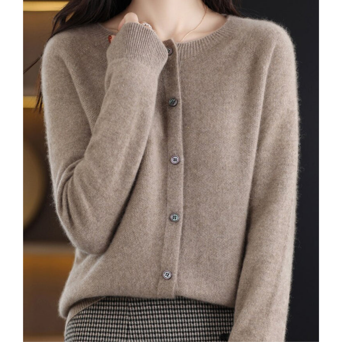 Cardigan Mercy per Donna – Elegante Cardigan in Lana Merino e Morbido con Collo Rotondo