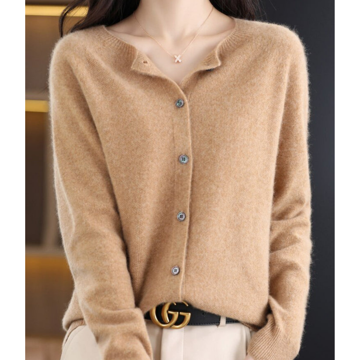 Cardigan Mercy per Donna – Elegante Cardigan in Lana Merino e Morbido con Collo Rotondo