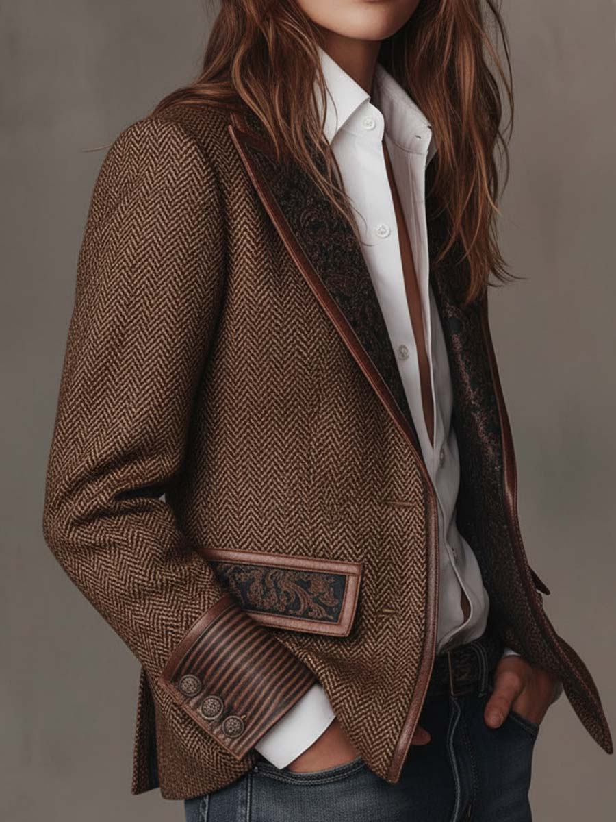 Gisèle | Blazer con Inserti a Zigzag Stampati