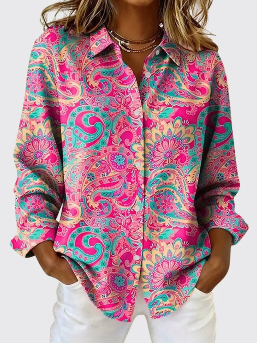 Joanna™ | Blusa Button-Up con Stampa Paisley