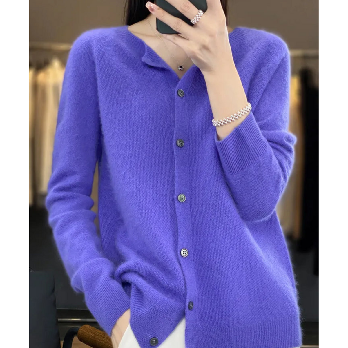 Cardigan Mercy per Donna – Elegante Cardigan in Lana Merino e Morbido con Collo Rotondo