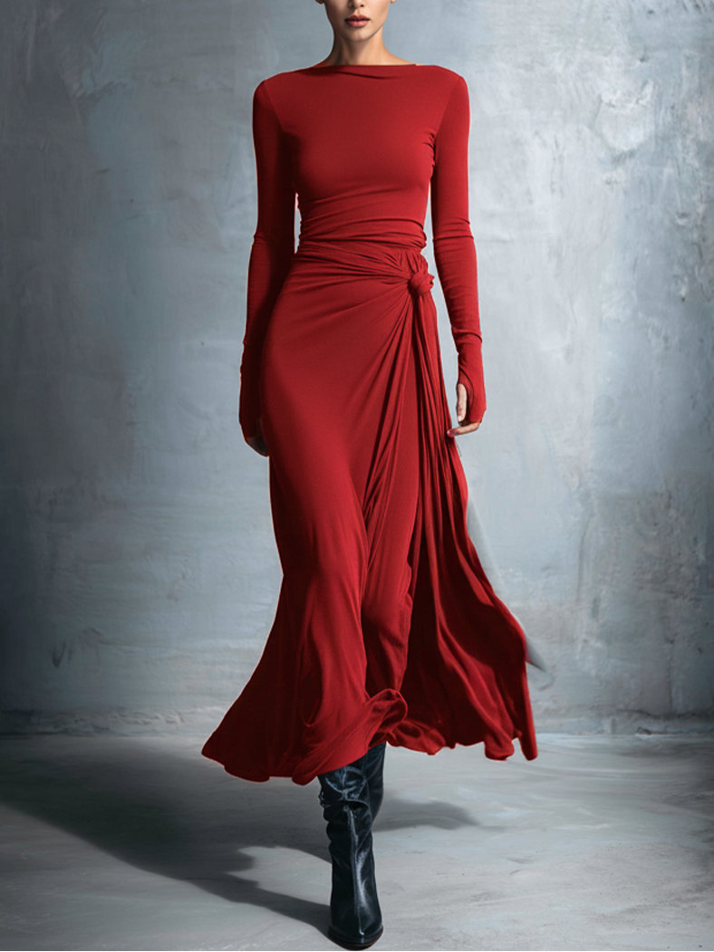 Mildred | Abito Maxi in Jersey con Nodo Laterale