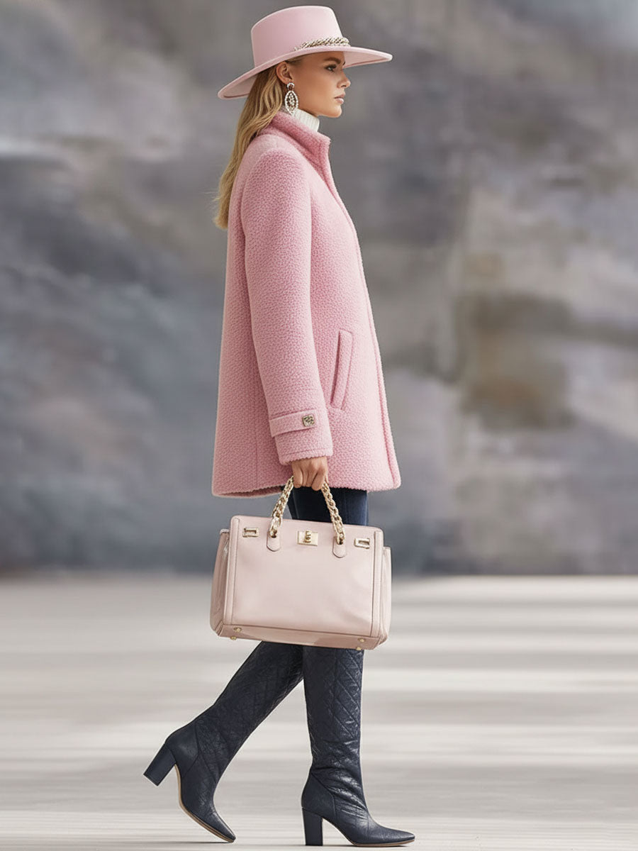 Giacca in pile rosa vintage con zip