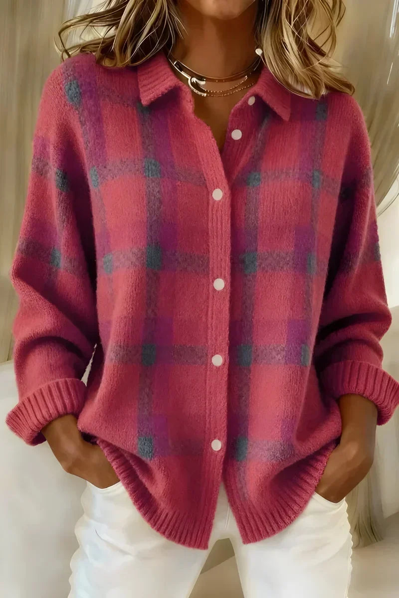 Ashley™ | Cardigan Classico a Righe con Collo