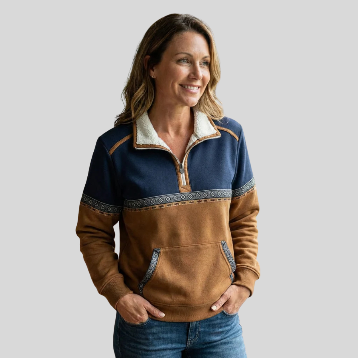 Esme | Pullover Mezza Zip con Collo Sherpa