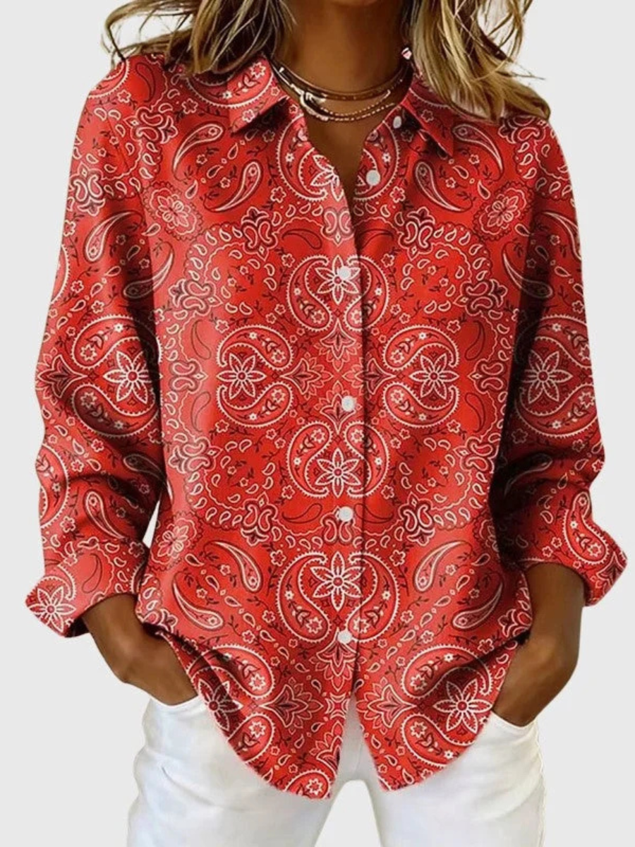 Joanna™ | Blusa Button-Up con Stampa Paisley