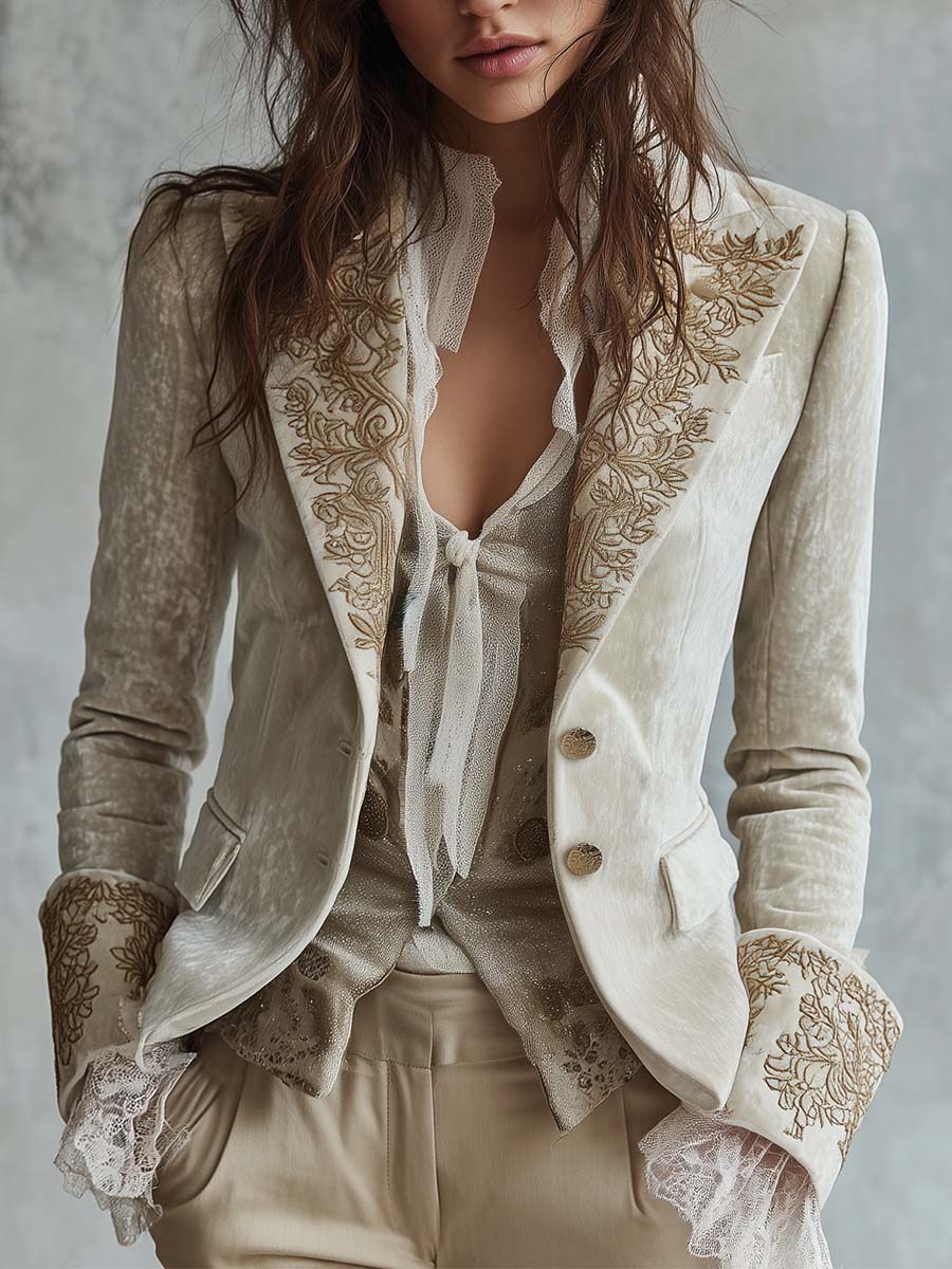 Genevieve | Blazer Ricamato Avorio
