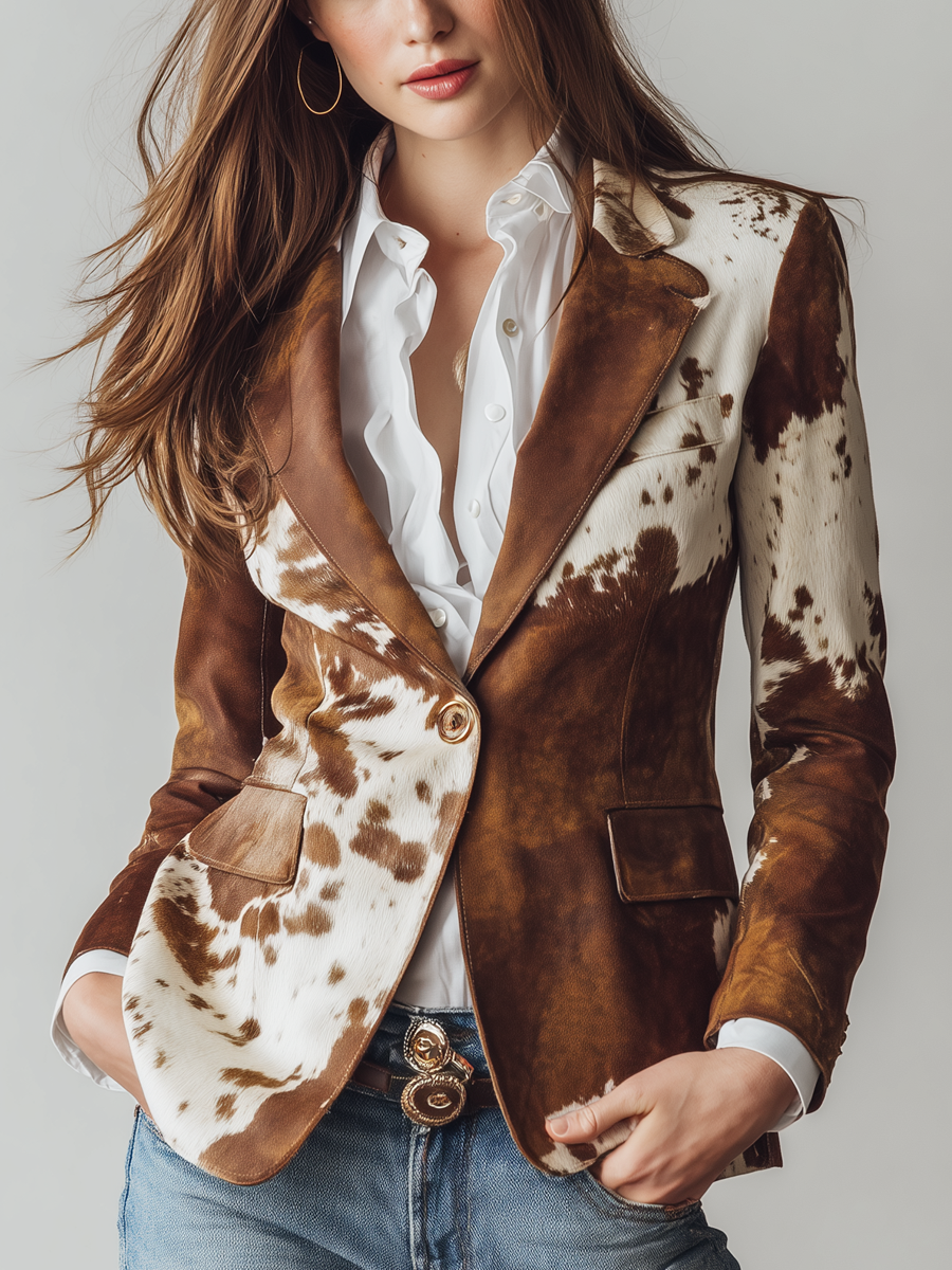 Agathe | Blazer Vintage Stampato Vacca Eco-Responsabile