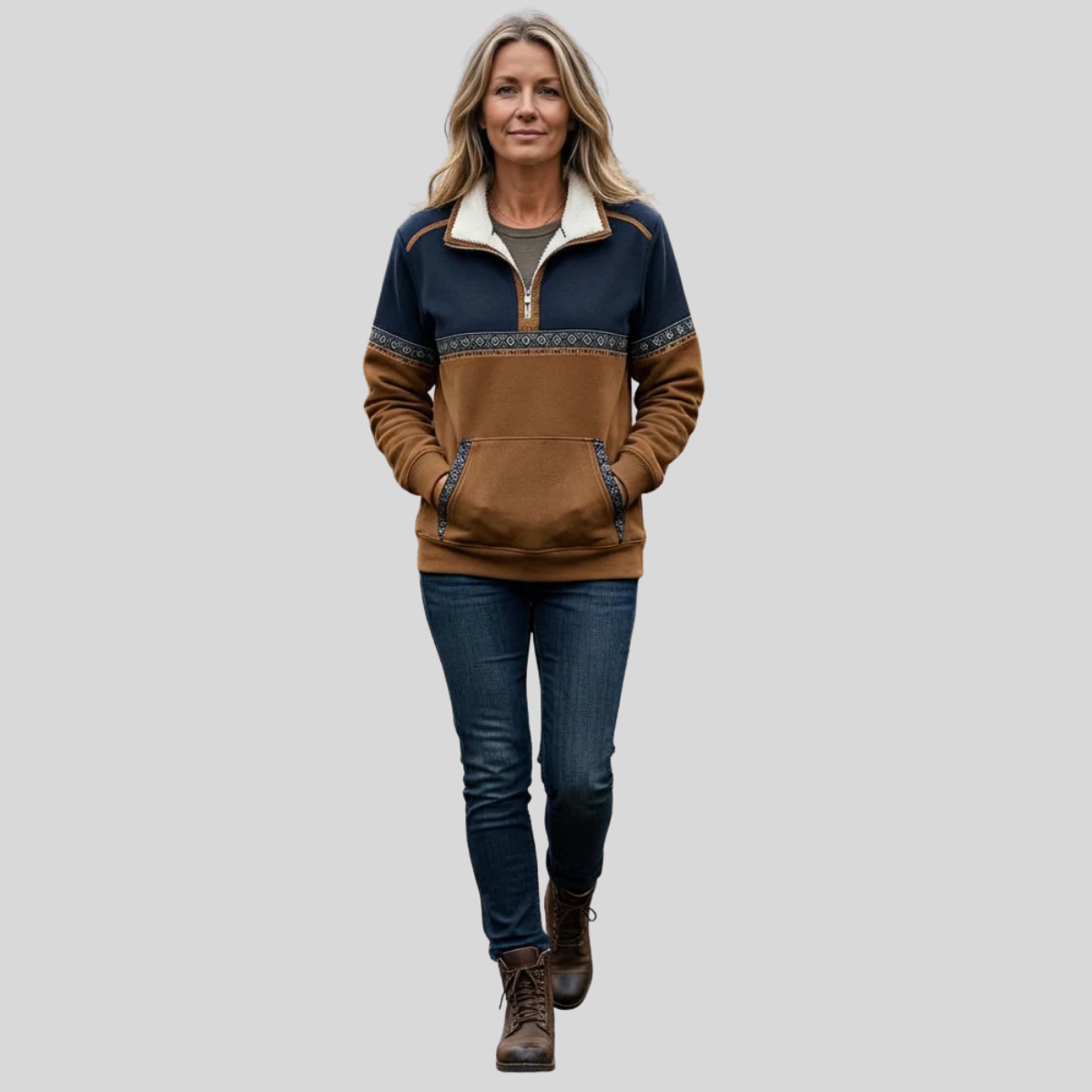 Esme | Pullover Mezza Zip con Collo Sherpa