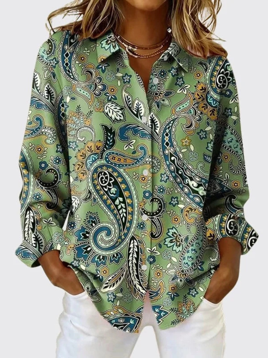 Joanna™ | Blusa Button-Up con Stampa Paisley