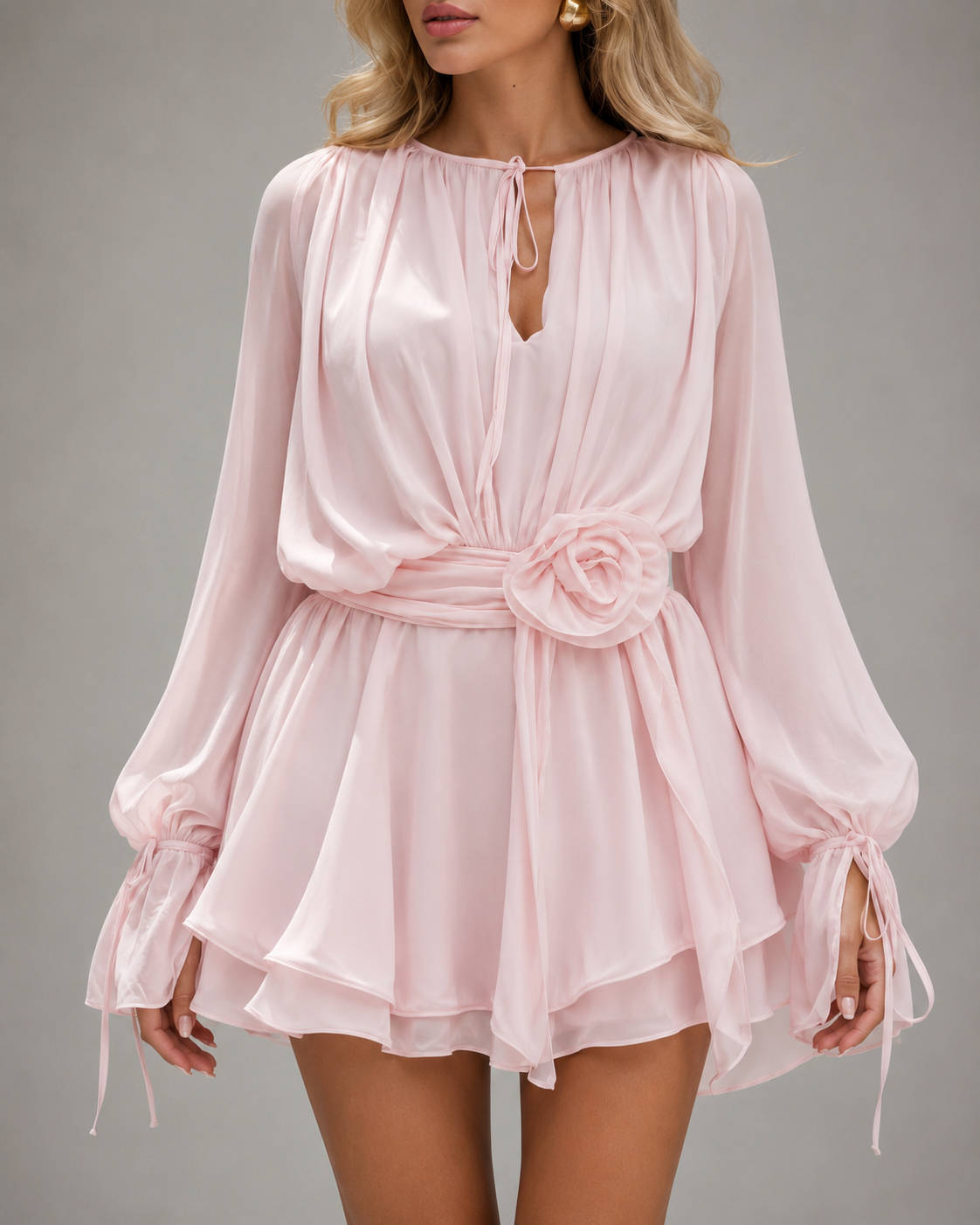 Rosalinda – Mini Abito Romantico con Vita Floreale
