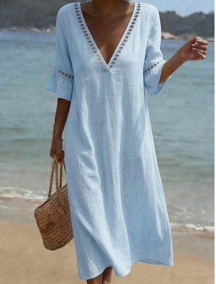 ELARA | Abito Maxi Leggero e Confortevole in Stile Costiera