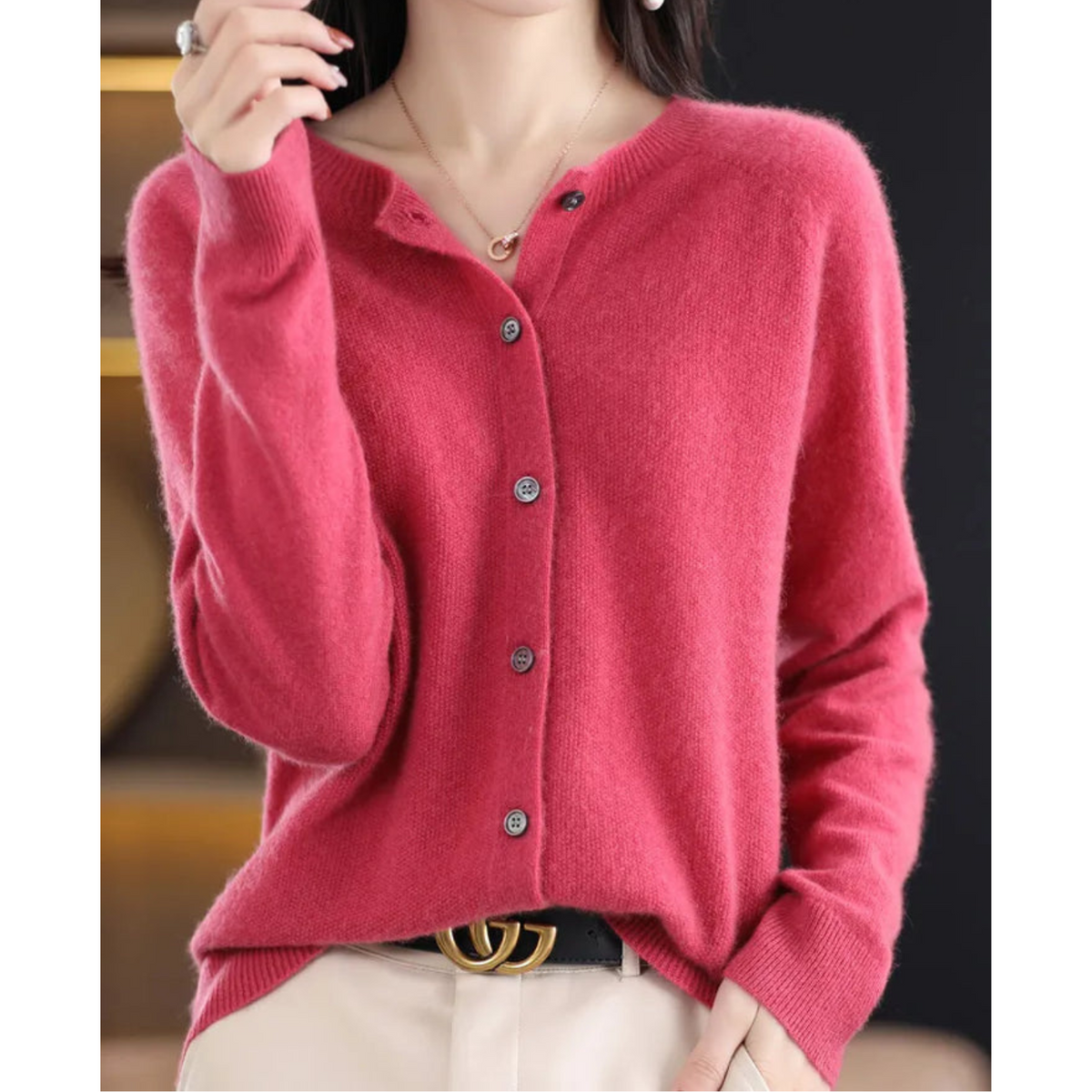 Cardigan Mercy per Donna – Elegante Cardigan in Lana Merino e Morbido con Collo Rotondo