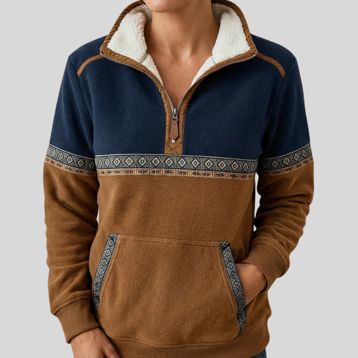 Esme | Pullover Mezza Zip con Collo Sherpa