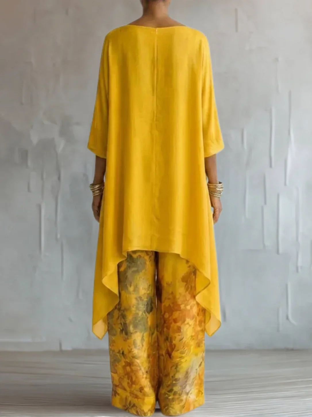 Fabienne | Completo Fluido Asimmetrico Fiorito