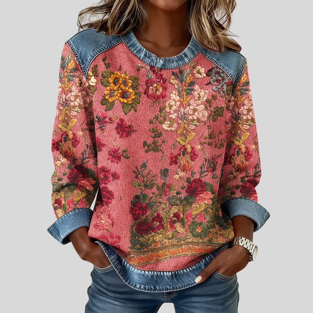 Farrah | Felpa con Contrasto Floreale