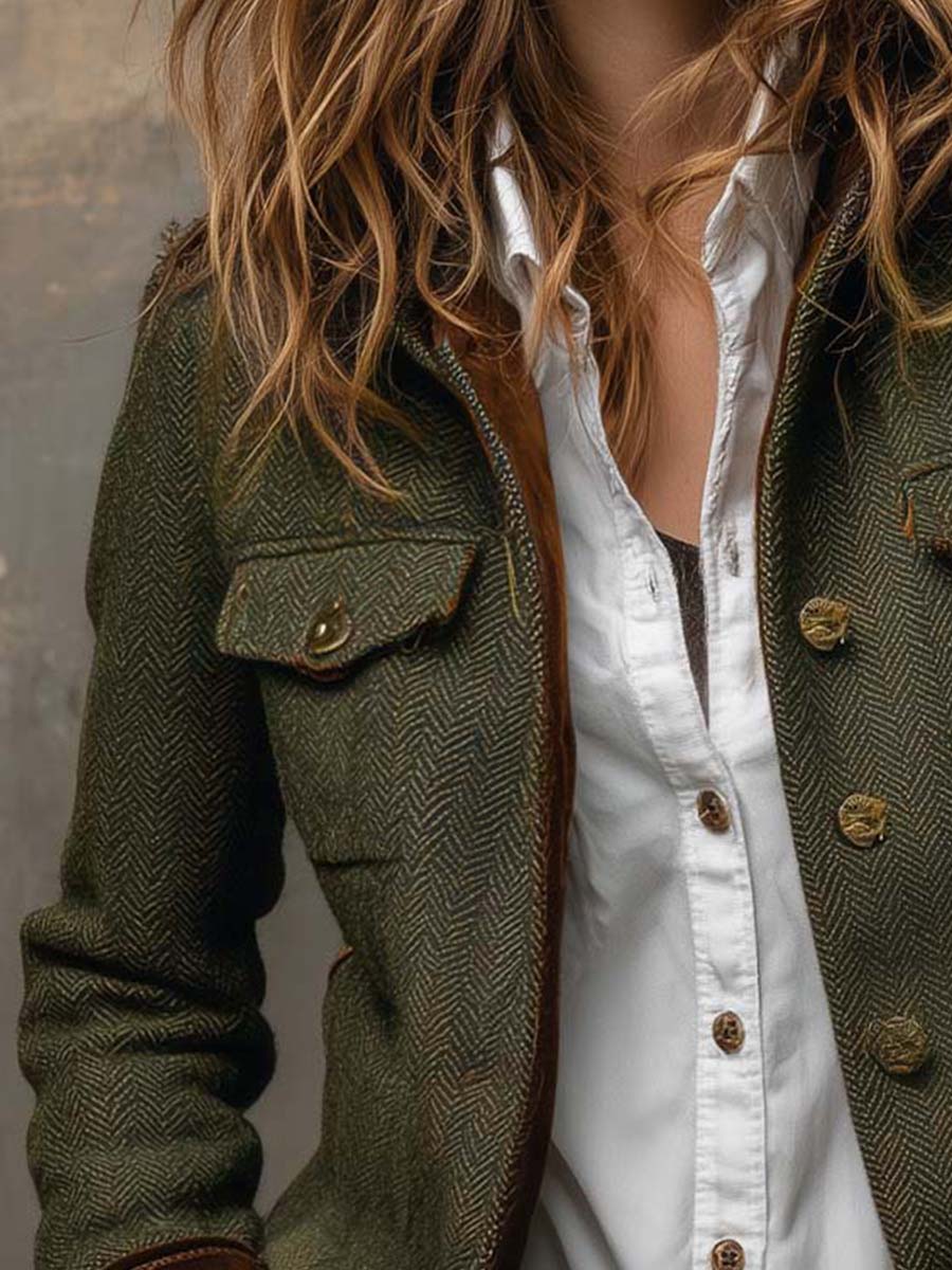 Vivienne | Blazer con rifinitura a contrasto a spina di pesce