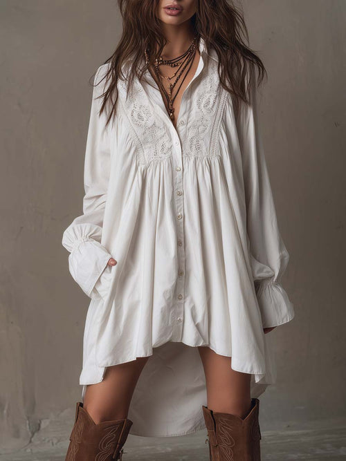 Anastasia™ | Mini Abito Camicia in Pizzo