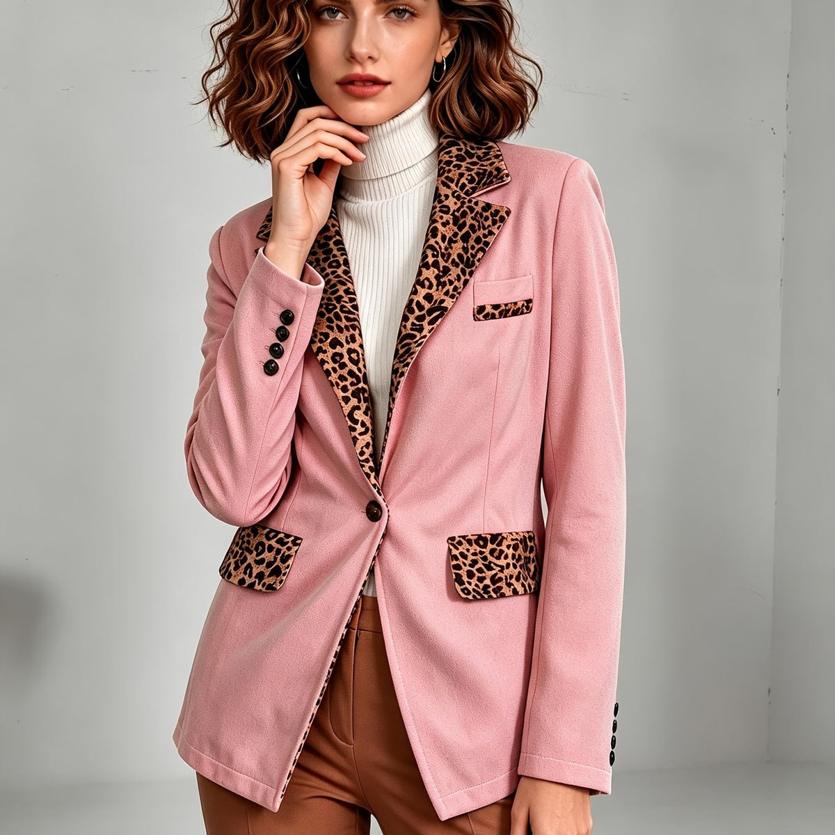 Clementine | Blazer aderente in velluto con dettagli leopardati