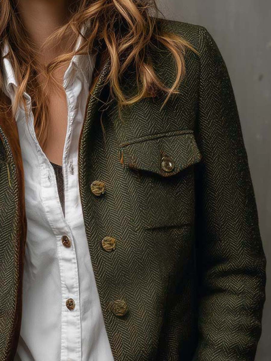 Vivienne | Blazer con rifinitura a contrasto a spina di pesce