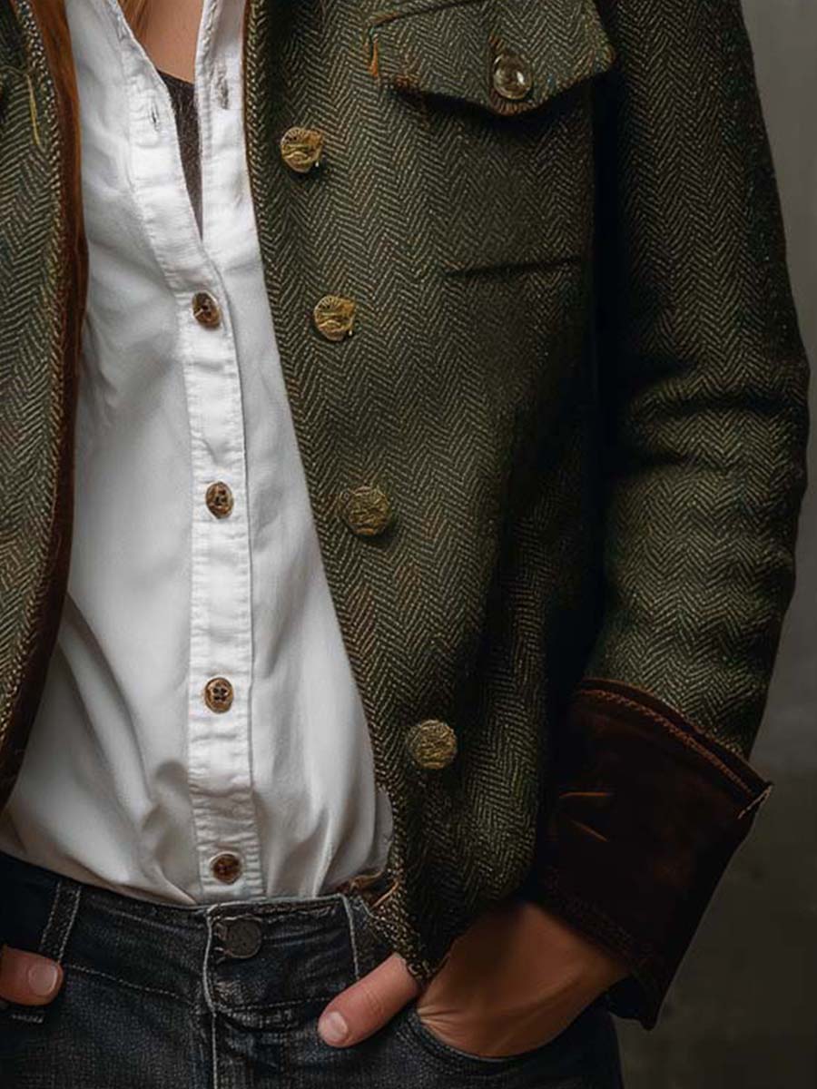Vivienne | Blazer con rifinitura a contrasto a spina di pesce