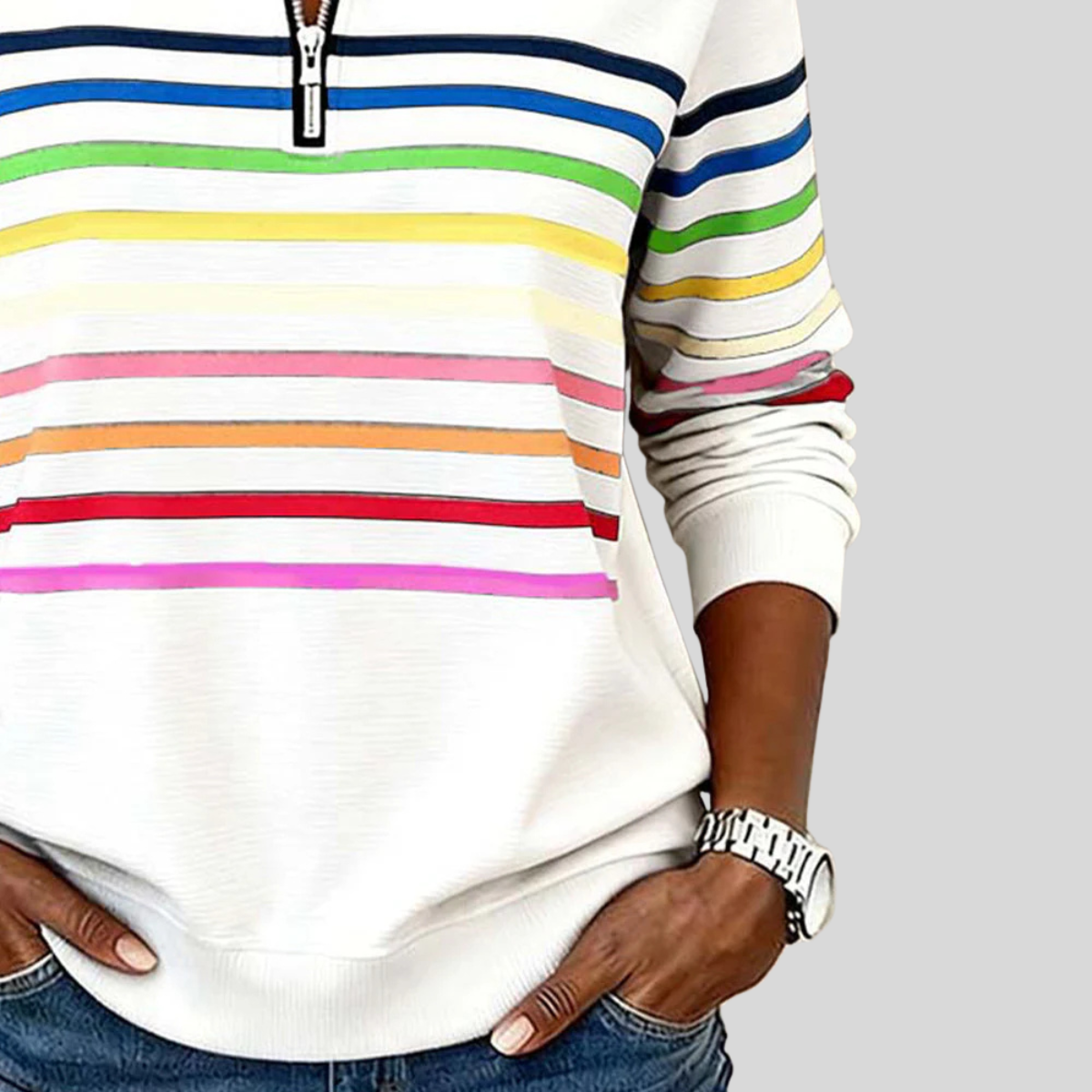 Corabelle | Felpa a Mezzo Zip con Strisce