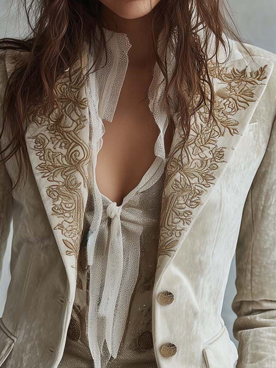 Genevieve | Blazer Ricamato Avorio