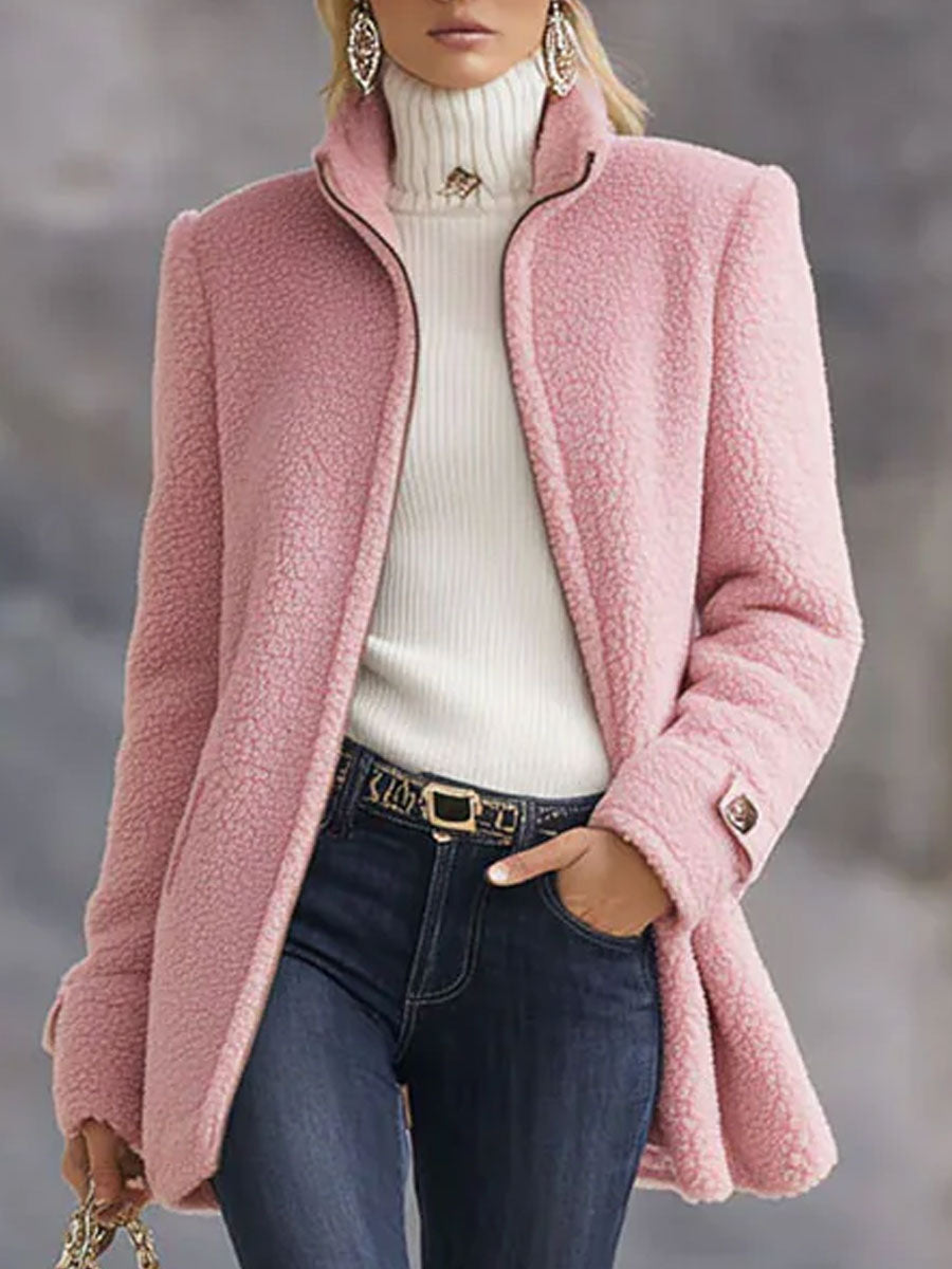 Giacca in pile rosa vintage con zip