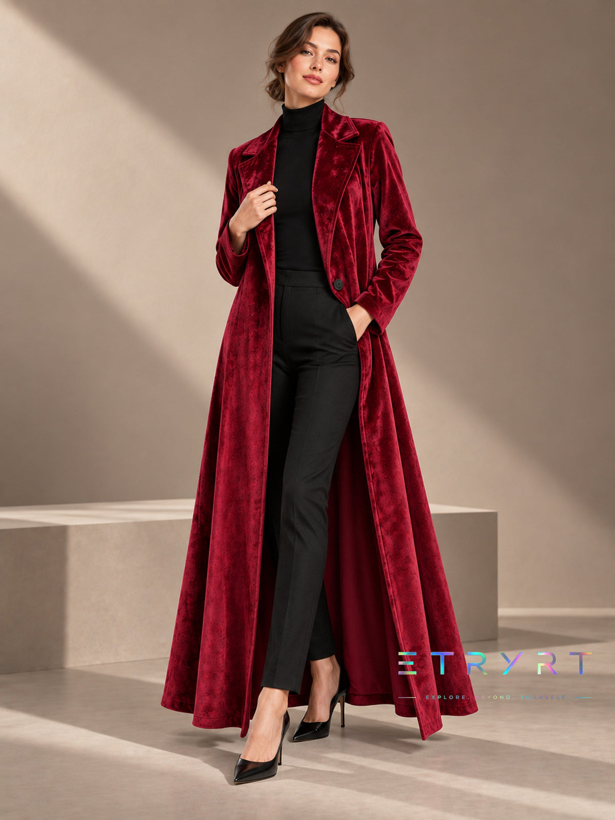 Beatrice | Cappotto ampio in velluto aperto