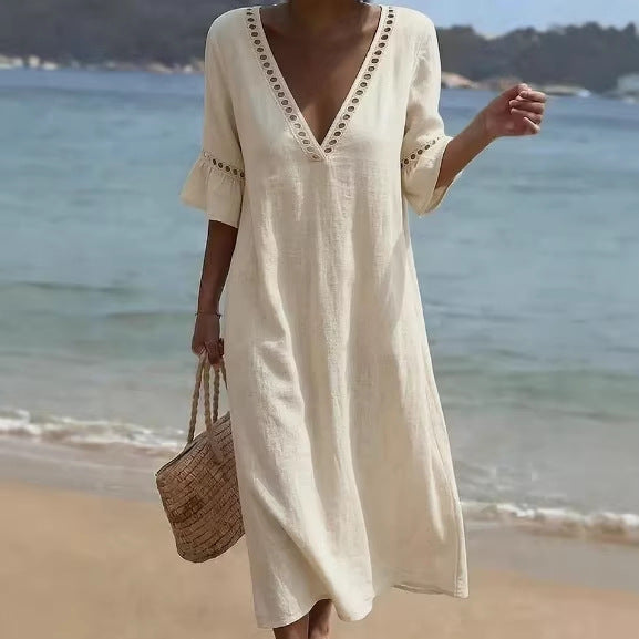 ELARA | Abito Maxi Leggero e Confortevole in Stile Costiera
