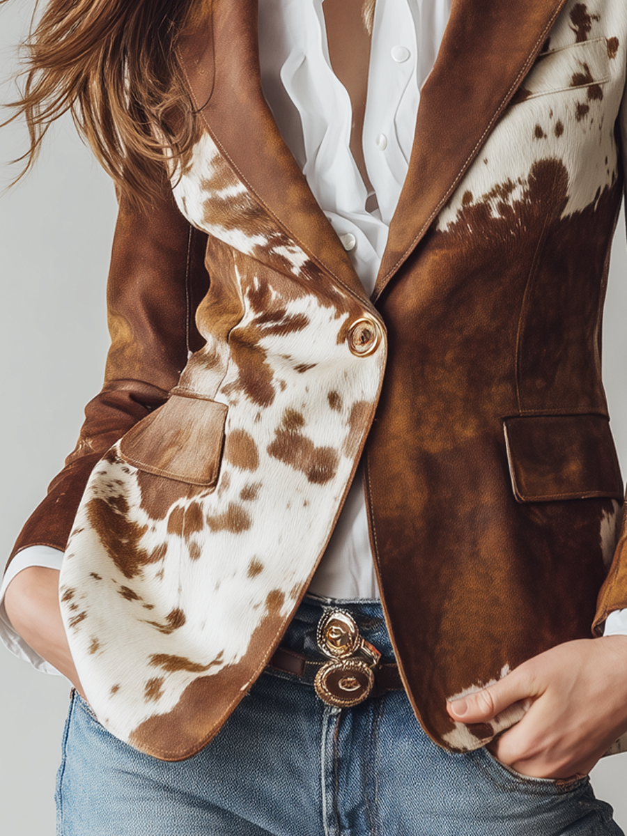 Clementine | Blazer Vintage a Stampa Bovino