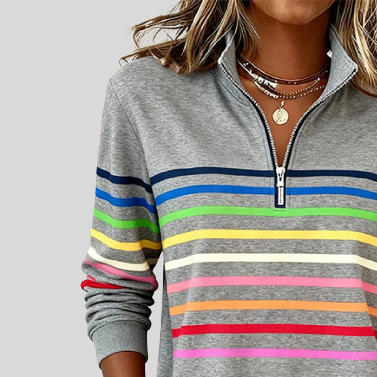 Corabelle | Felpa a Mezzo Zip con Strisce