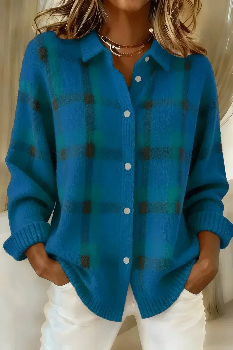 Kelsey™ | Cardigan a quadri in maglia spazzolata