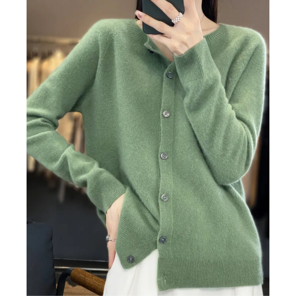 Cardigan Mercy per Donna – Elegante Cardigan in Lana Merino e Morbido con Collo Rotondo